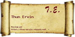 Thun Ervin névjegykártya